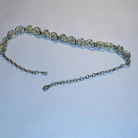Coro Vintage Stamped Necklace with Rhinestones